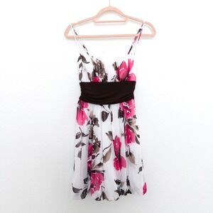 Y2K Speechless‎ Womens Babydoll Dress Size S White Pink Floral Mini Party Retro